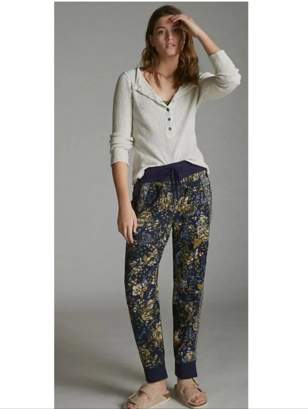 Anthropologie Kallie Floral High Waisted Jogger Pants Sz XS